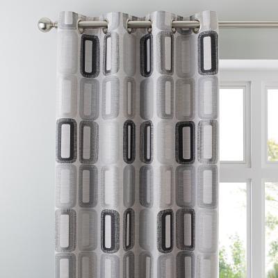 Dunelm Elements Dahl Dove Grey Eyelet Curtains Grey and Black