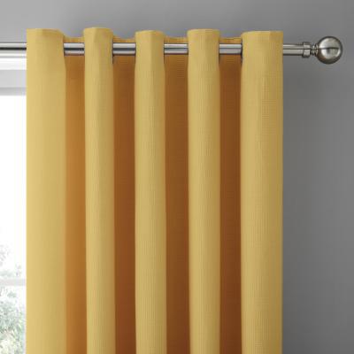 Dunelm Mini Waffle Mustard Blackout Eyelet Curtains Mustard (Yellow)