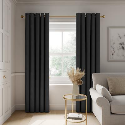 Dunelm Rotterdam Herringbone Black Blackout Eyelet Curtains Black