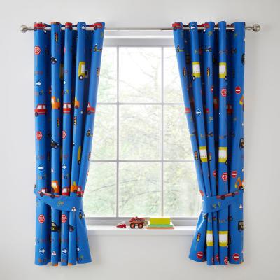 Dunelm Transport Blue Blackout Eyelet Curtains Blue, Yellow and Black