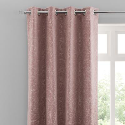 Dunelm Siam Floral Blush Jacquard Eyelet Curtains Blush Pink