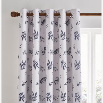 Dunelm Portree Leaf Blackout Eyelet Curtain Ink (Blue)