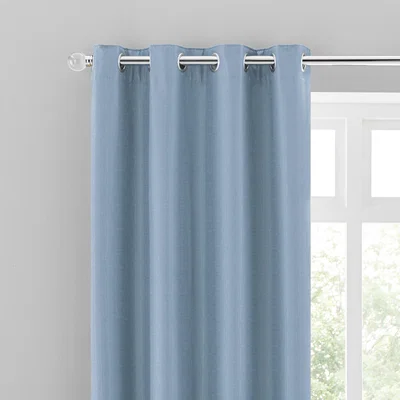 Dunelm Montreal Ultra Blackout Ashley Blue Eyelet Curtains Blue