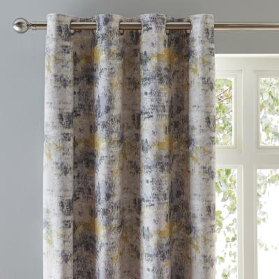 Dunelm Cove Textured Print Ochre Eyelet Curtains Ochre