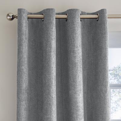 Dunelm Ensley Chenille Thermal Grey Eyelet Curtains Dove (Grey)