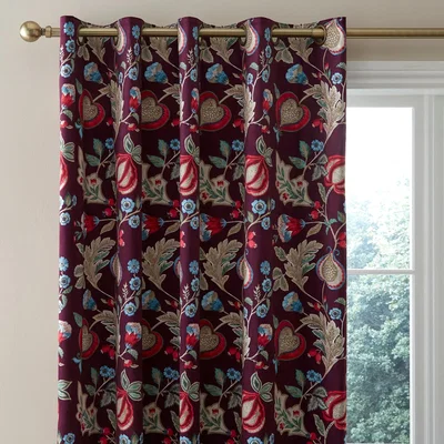 Dunelm Archival Velvet Purple Eyelet Curtains Purple