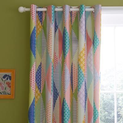 Dunelm Joy Patchwork Pink Blackout Eyelet Curtains Pink