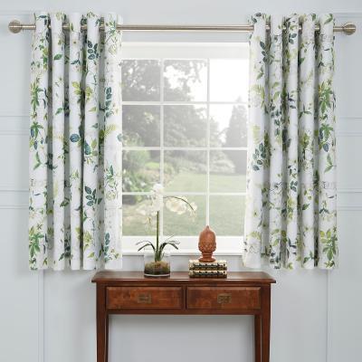 Dunelm Dorma Botanical Garden Blackout Eyelet Curtains White and Green