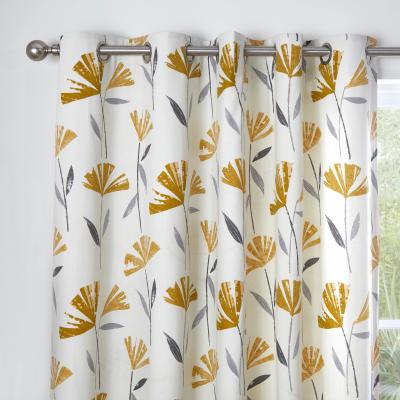 Dunelm Fusion Dacey Ochre Eyelet Curtains White/Yellow