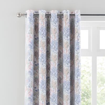 Dunelm Japanese Garden Blue Eyelet Curtains Blue