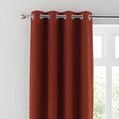 Dunelm Melrose Eyelet Curtains Orange Umber Orange