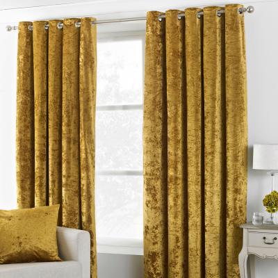 Dunelm Verona Ochre Velvet Eyelet Curtains Yellow