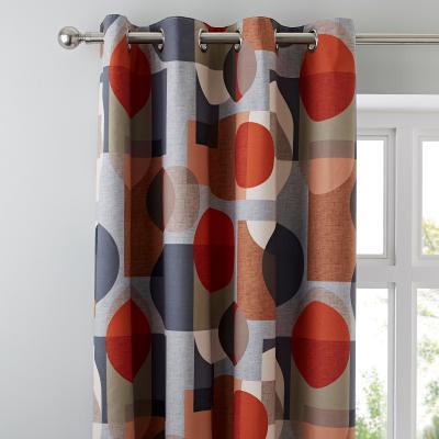Dunelm Elements Oscar Eyelet Curtains Orange, Grey and White