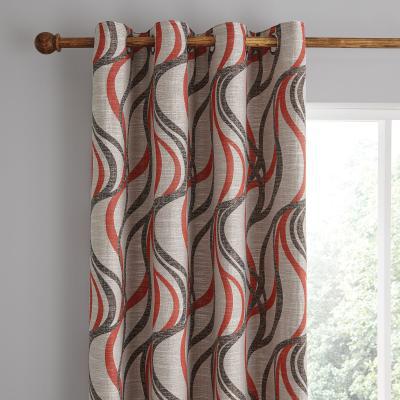 Dunelm Mirage Red Eyelet Curtains Red, Grey and White