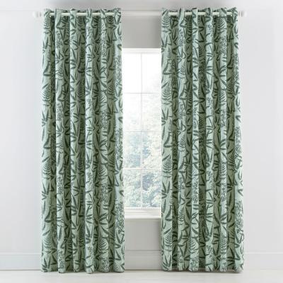 Dunelm Clarissa Hulse Costa Rica Fern Lined Eyelet Curtains Green and White