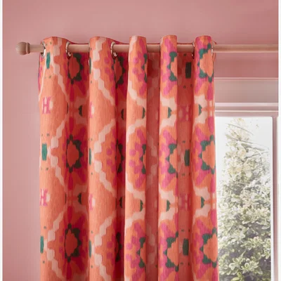 Dunelm Jewel Medallion Orange Eyelet Curtains Orange