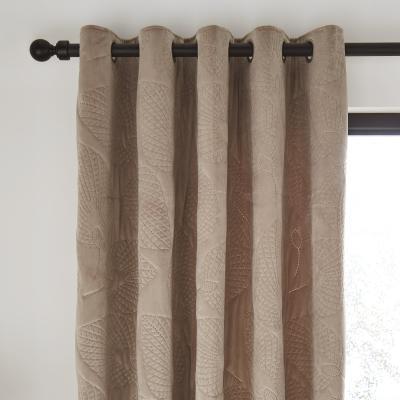 Dunelm Catherine Lansfield Velvet Pinsonic Leaf Warm Grey Eyelet Curtains Grey