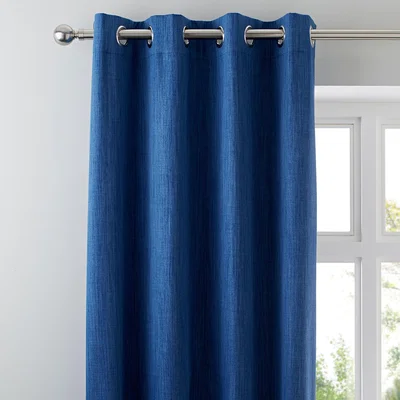 Dunelm Solar Blue Blackout Eyelet Curtains Blue