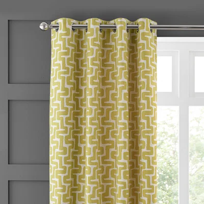 Dunelm Sonora Chartreuse Eyelet Curtains Yellow/White