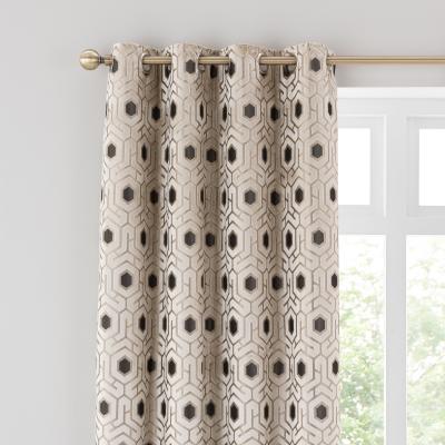 Dunelm Geo Cut Velvet Champagne Eyelet Curtains Champagne