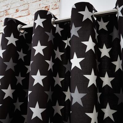 Dunelm Stars Black Blackout Eyelet Curtains Black and White