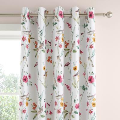 Dunelm Country Bird Blue Blackout Eyelet Curtains Blue/Pink/White