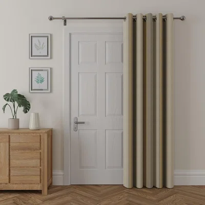 Dunelm Cosy Stripe Ochre Thermal Door Curtain Ochre