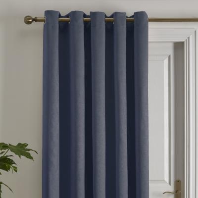 Dunelm Fusion Strata Dim Out Woven Navy Eyelet Door Curtain Navy