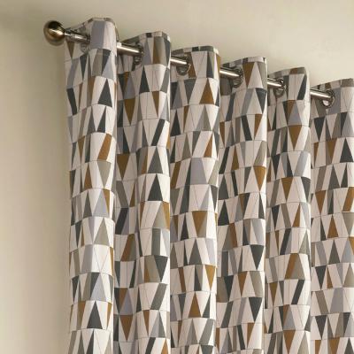 Dunelm Reno Coffee Eyelet Curtains Grey, Gold and White