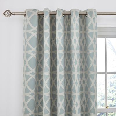Dunelm York Jacquard Duck Egg Eyelet Curtains Blue and Cream