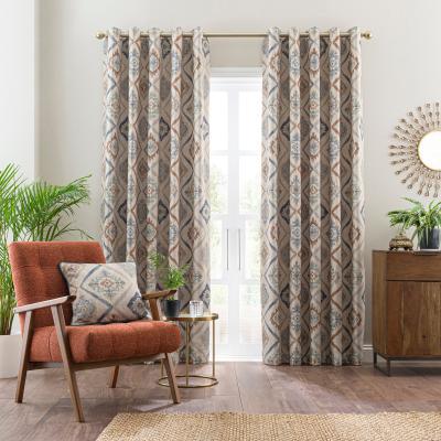Dunelm Marrakech Blue Eyelet Curtains Blue, Green and Brown