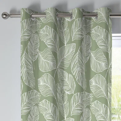 Dunelm Fusion Matteo Green Eyelet Curtains Green