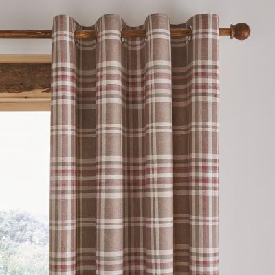 Dunelm Catherine Lansfield Tweed Woven Check Natural Eyelet Curtains Natural