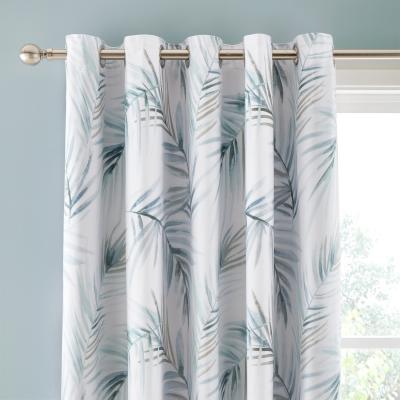 Dunelm Serenity Palm Leaf Seafoam Eyelet Curtains Seafoam