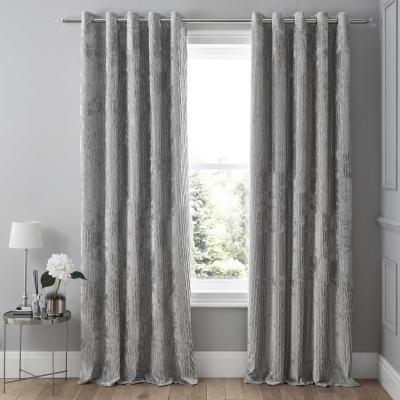 Dunelm Tanith Silver Velvet Blackout Eyelet Curtains Silver
