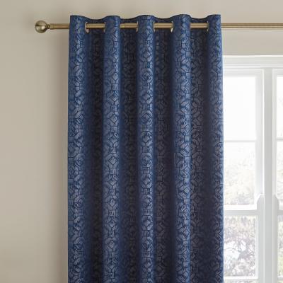 Dunelm Pearl Print Luxe Navy Eyelet Curtains Luxe Navy