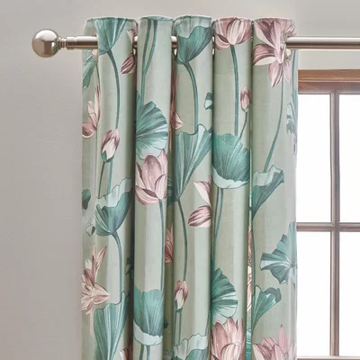 Dunelm Waterlily Green Eyelet Curtains Green