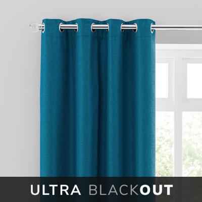 Dunelm Montreal Thermal Blackout Ultra Teal Eyelet Curtains Blue