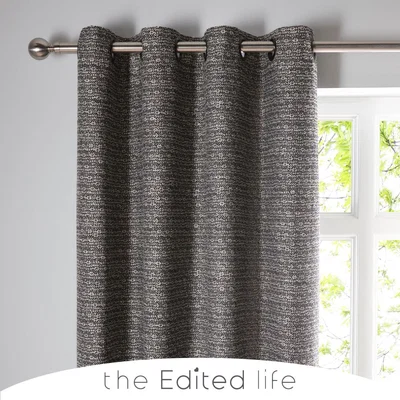 Dunelm Recycled Monochrome Eyelet Curtains Black and white