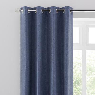 Dunelm Luna Brushed Denim Blue Blackout Eyelet Curtains Blue