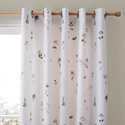 Dunelm Pressed Floral Blackout Eyelet Curtains White