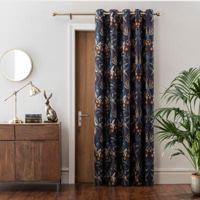 Dunelm Havisham Navy Eyelet Door Curtain Navy Blue/Green