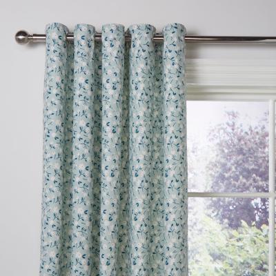Dunelm Effie Blue Blackout Eyelet Curtains Blue and White