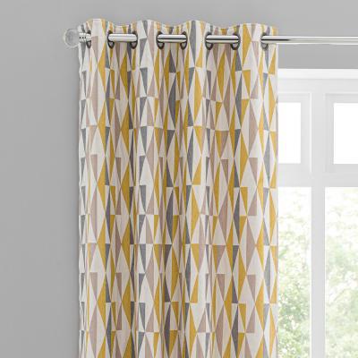 Dunelm Triangle Chenille Jacquard Eyelet Curtains Yellow, Grey and White