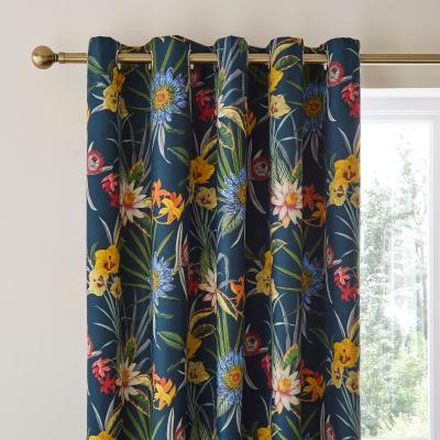 Dunelm Tropical Floral Blackout Eyelet Curtains MultiColoured