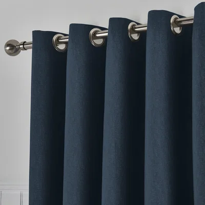 Dunelm Tyla Navy Blackout Eyelet Curtains Navy Blue