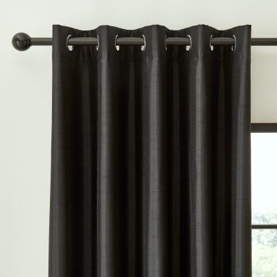 Dunelm Catherine Lansfield Faux Silk Black Blackout Thermal Eyelet Curtains Black