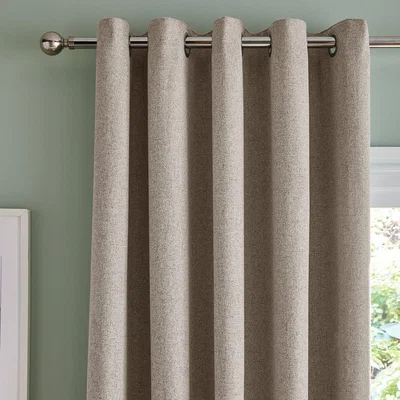 Dunelm Bondi Natural Eyelet Curtains Brown