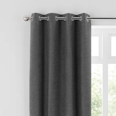 Dunelm Boucle Graphite Eyelet Curtains Grey