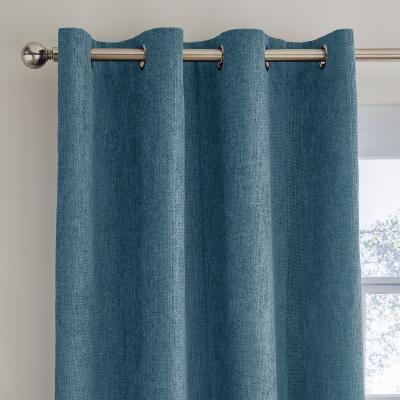 Dunelm Ensley Chenille Thermal Peacock Eyelet Curtains Blue